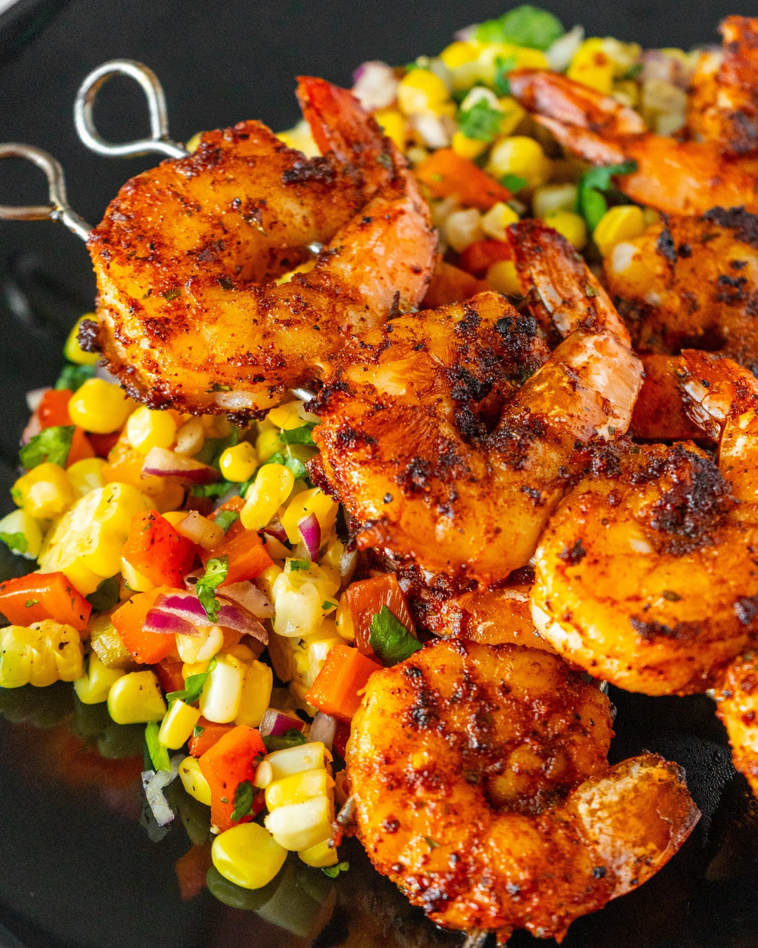 Shrimp Skewers & Corn Salsa
